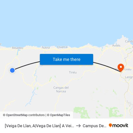 [Veiga De Llan, A|Vega De Llan]  A Veiga De Llan [Cta 05900] to Campus De El Cristo map