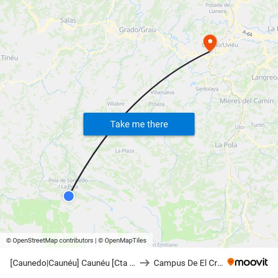 [Caunedo|Caunéu]  Caunéu [Cta 5972] to Campus De El Cristo map