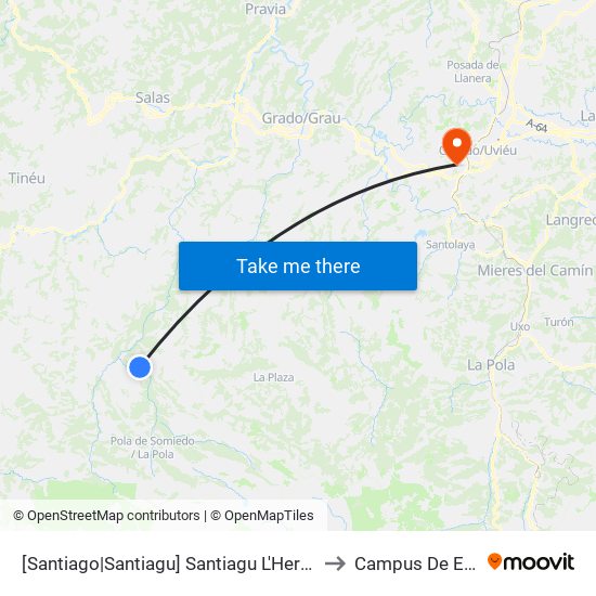 [Santiago|Santiagu]  Santiagu L'Hermu [Cta 5989] to Campus De El Cristo map