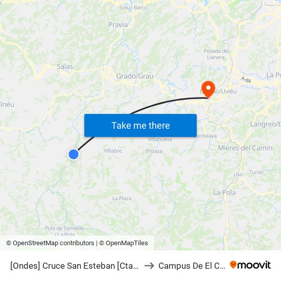 [Ondes]  Cruce San Esteban [Cta 06004] to Campus De El Cristo map