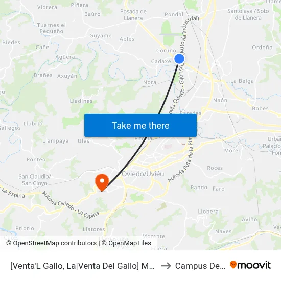 [Venta'L Gallo, La|Venta Del Gallo]  Mercasturias [Cta 06079] to Campus De El Cristo map