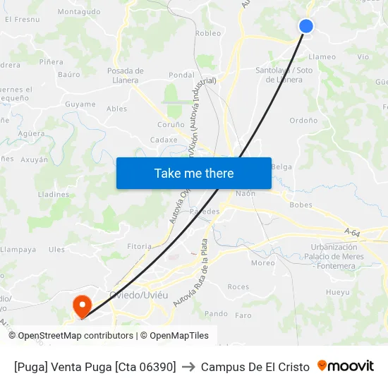 [Puga]  Venta Puga [Cta 06390] to Campus De El Cristo map