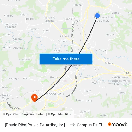 [Pruvia Riba|Pruvia De Arriba]  Itv [Cta 06460] to Campus De El Cristo map