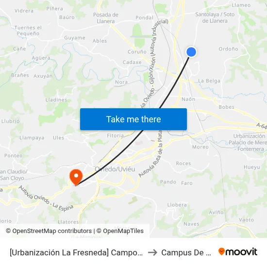 [Urbanización La Fresneda]  Campo Golf [Cta 06464] to Campus De El Cristo map