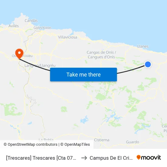 [Trescares]  Trescares [Cta 07193] to Campus De El Cristo map