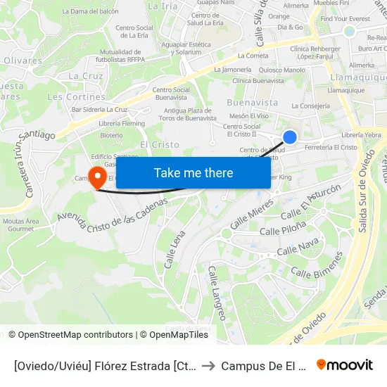 [Oviedo/Uviéu]  Flórez Estrada [Cta 07402] to Campus De El Cristo map