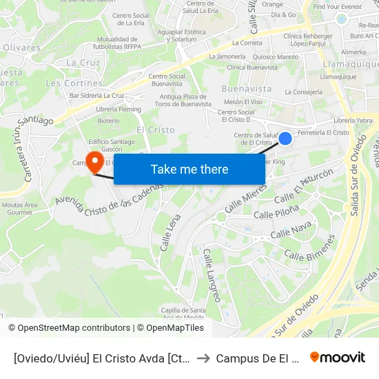 [Oviedo/Uviéu]  El Cristo Avda [Cta 07403] to Campus De El Cristo map