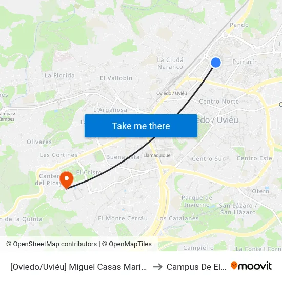 [Oviedo/Uviéu]  Miguel Casas Marín [Cta 07407] to Campus De El Cristo map