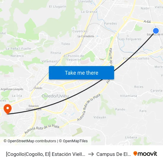[Cogollo|Cogollo, El]  Estación Viella [Cta 07412] to Campus De El Cristo map