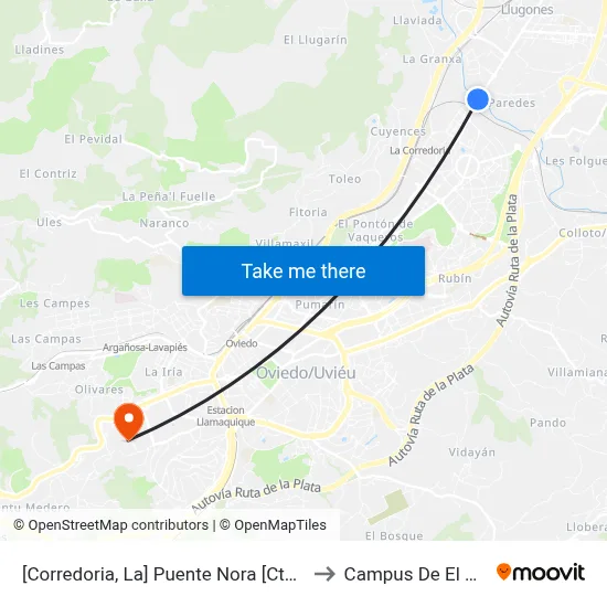 [Corredoria, La]  Puente Nora [Cta 07417] to Campus De El Cristo map