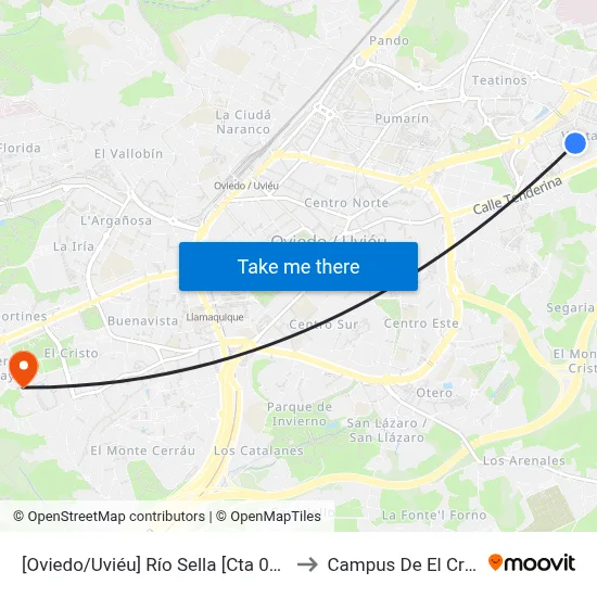 [Oviedo/Uviéu]  Río Sella [Cta 07578] to Campus De El Cristo map
