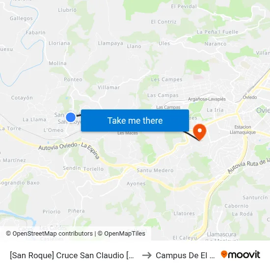 [San Roque]  Cruce San Claudio [Cta 07865] to Campus De El Cristo map