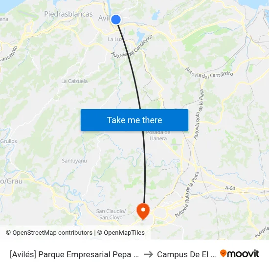 [Avilés]  Parque Empresarial Pepa [Cta 07918] to Campus De El Cristo map