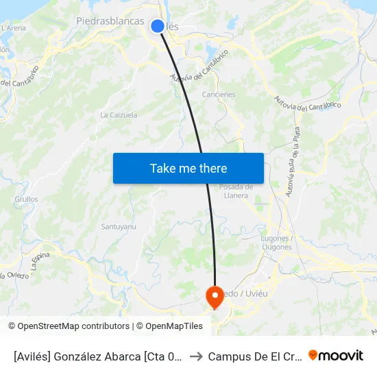 [Avilés]  González Abarca [Cta 09133] to Campus De El Cristo map