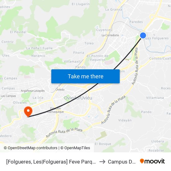 [Folgueres, Les|Folgueras]  Feve Parque Principado [Cta 16920] to Campus De El Cristo map