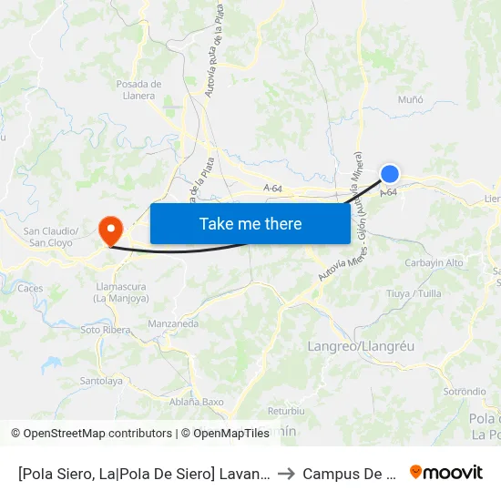 [Pola Siero, La|Pola De Siero]  Lavandera [Cta 09332] to Campus De El Cristo map