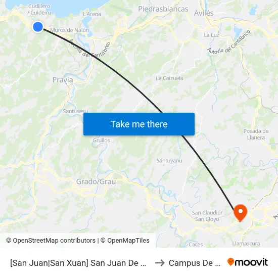 [San Juan|San Xuan]  San Juan De Piñera [Cta 10128] to Campus De El Cristo map