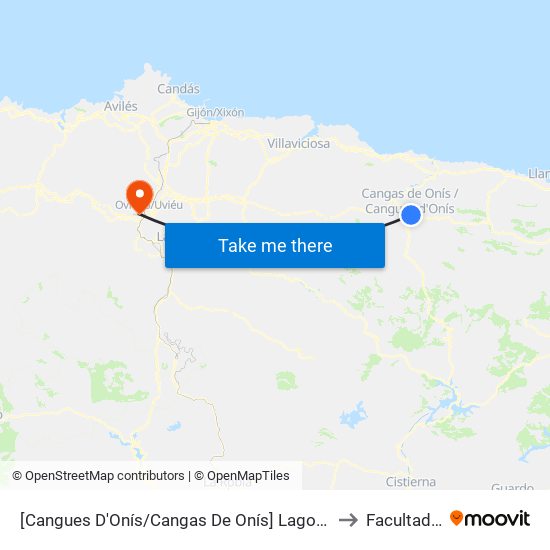 [Cangues D'Onís/Cangas De Onís]  Lagos - Estación Bus Cangas De Onís [Cta 21419] to Facultad De Derecho map