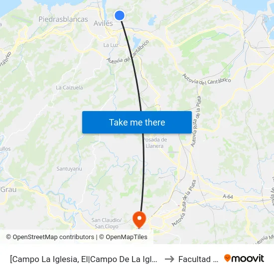 [Campo La Iglesia, El|Campo De La Iglesia]  El Campo La Iglesia [Cta 00265] to Facultad De Derecho map