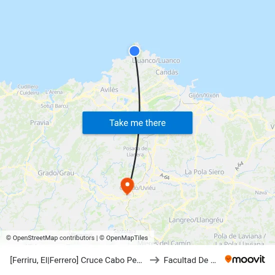 [Ferriru, El|Ferrero]  Cruce Cabo Peñas [Cta 00322] to Facultad De Derecho map