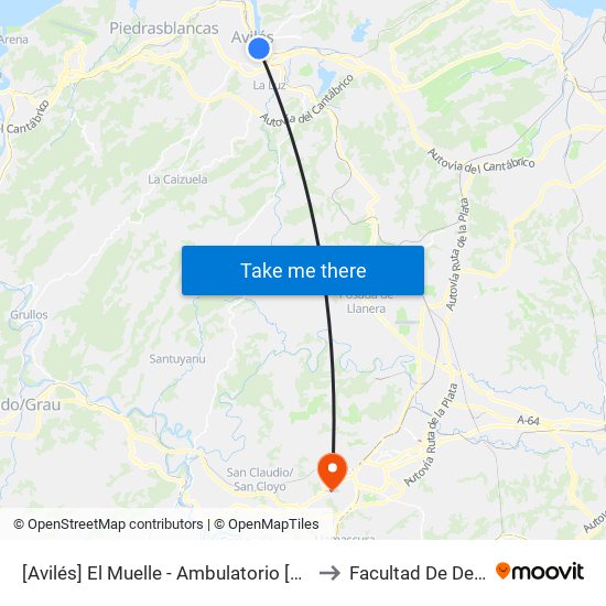 [Avilés]  El Muelle - Ambulatorio [Cta 00742] to Facultad De Derecho map