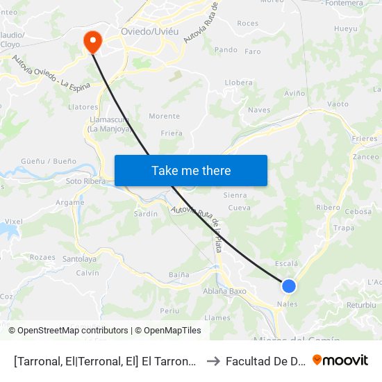 [Tarronal, El|Terronal, El]  El Tarronal [Cta 01133] to Facultad De Derecho map