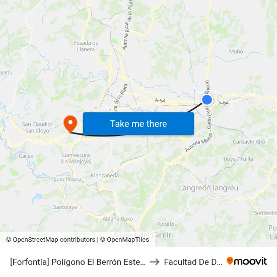 [Forfontía]  Polígono El Berrón Este 2 [Cta 02033] to Facultad De Derecho map
