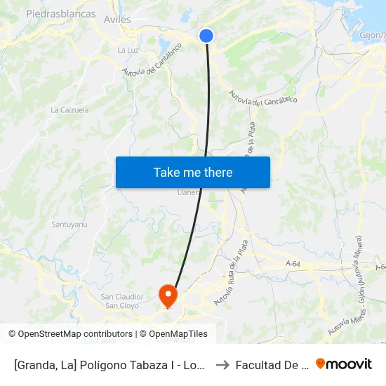 [Granda, La]  Polígono Tabaza I - Logrezana [Cta 02825] to Facultad De Derecho map
