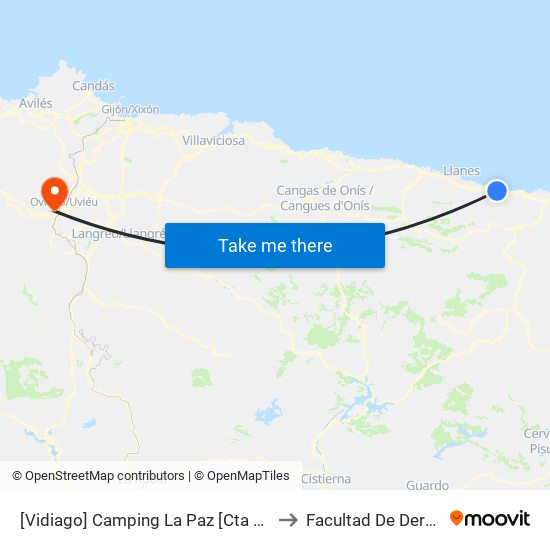 [Vidiago]  Camping La Paz [Cta 03701] to Facultad De Derecho map