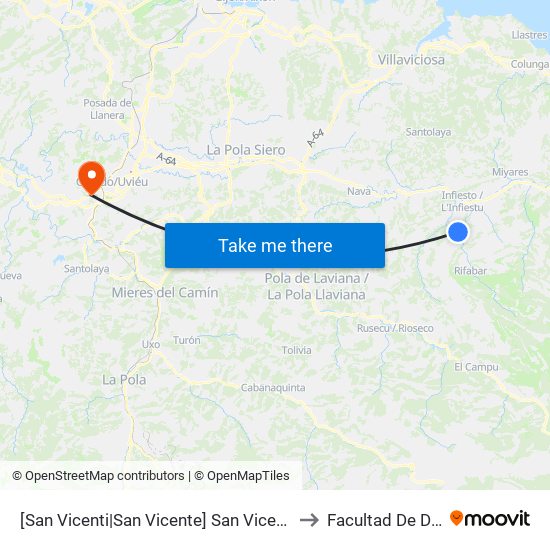 [San Vicenti|San Vicente]  San Vicenti [Cta 03716] to Facultad De Derecho map