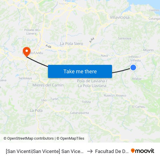 [San Vicenti|San Vicente]  San Vicenti [Cta 03717] to Facultad De Derecho map