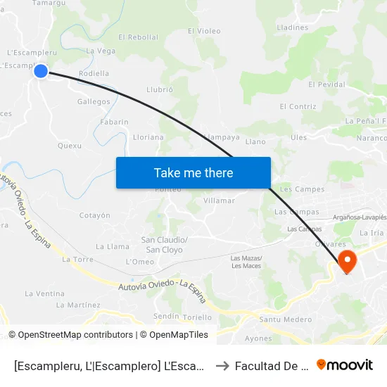 [Escampleru, L'|Escamplero]  L'Escampleru [Cta 04078] to Facultad De Derecho map