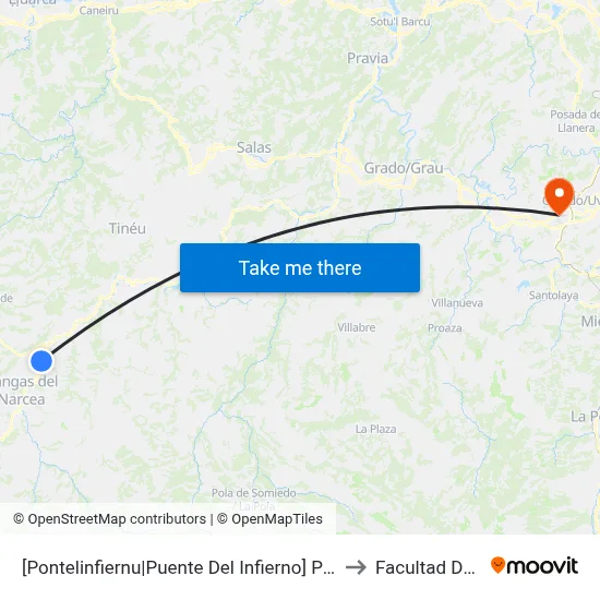 [Pontelinfiernu|Puente Del Infierno]  Pontelinfiernu [Cta 04653] to Facultad De Derecho map