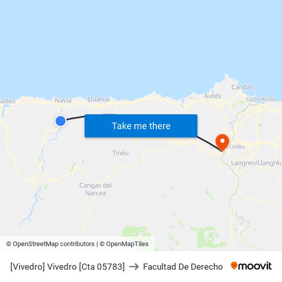 [Vivedro]  Vivedro [Cta 05783] to Facultad De Derecho map