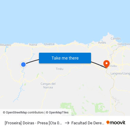 [Froseira]  Doiras - Presa [Cta 05821] to Facultad De Derecho map