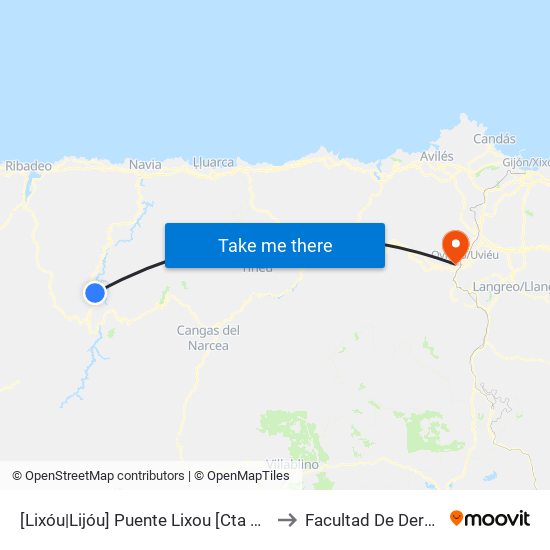 [Lixóu|Lijóu]  Puente Lixou [Cta 05842] to Facultad De Derecho map
