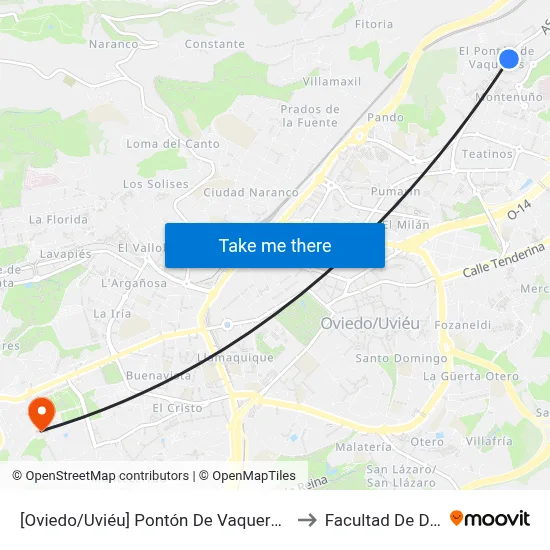 [Oviedo/Uviéu]  Pontón De Vaqueros [Cta 07421] to Facultad De Derecho map