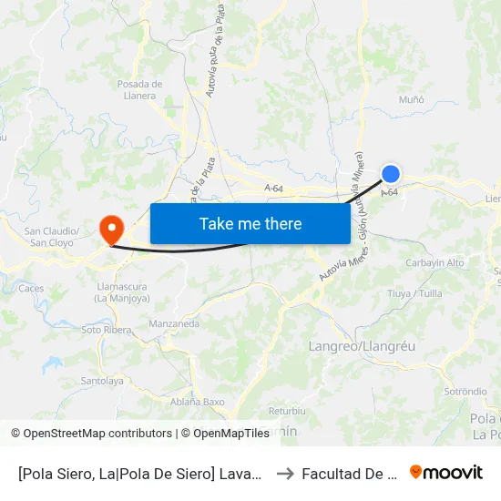 [Pola Siero, La|Pola De Siero]  Lavandera [Cta 09332] to Facultad De Derecho map