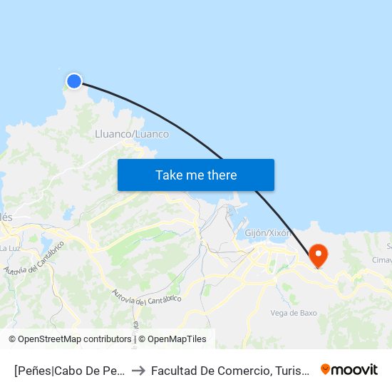 [Peñes|Cabo De Peñas]  Peñes [Cta 17190] to Facultad De Comercio, Turismo Y Ciencias Sociales Jovellanos map