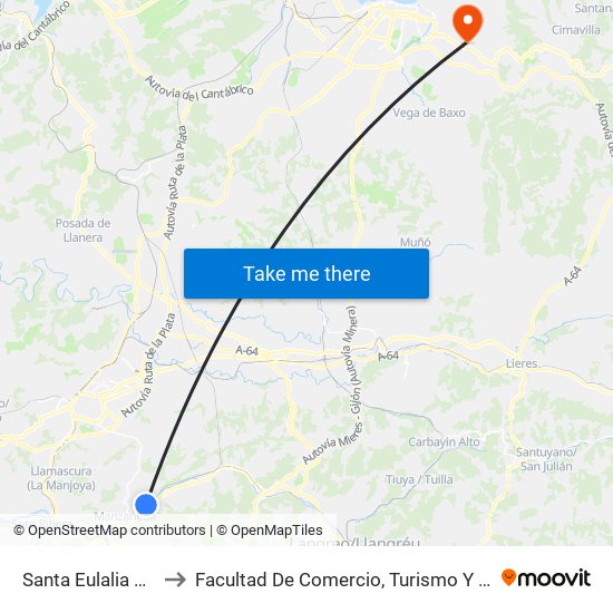 Santa Eulalia De Manzaneda to Facultad De Comercio, Turismo Y Ciencias Sociales Jovellanos map