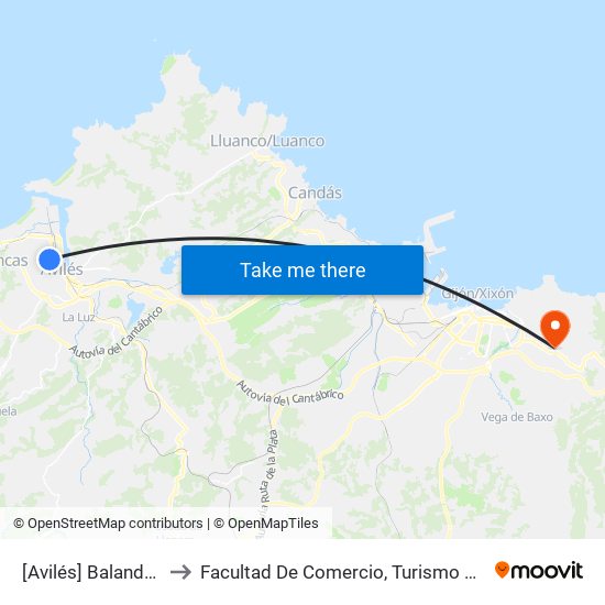 [Avilés]  Balandrán [Cta 17339] to Facultad De Comercio, Turismo Y Ciencias Sociales Jovellanos map