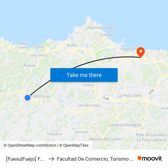 [Fuexu|Fuejo]  Fuexo [Cta 18498] to Facultad De Comercio, Turismo Y Ciencias Sociales Jovellanos map