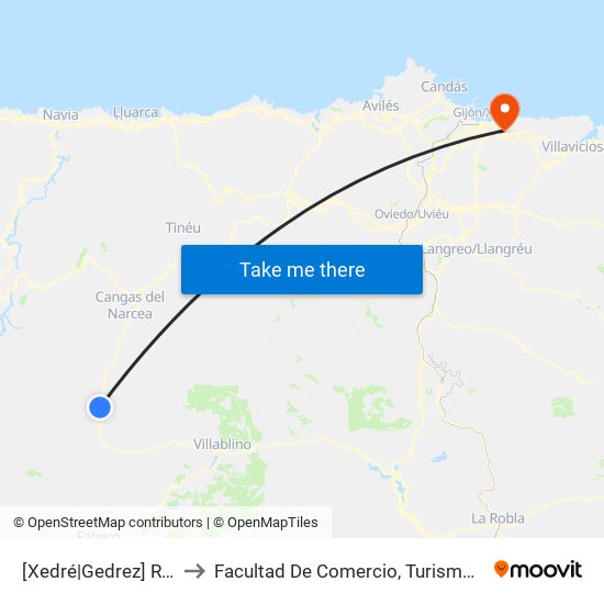 [Xedré|Gedrez]  Rengos [Cta 16282] to Facultad De Comercio, Turismo Y Ciencias Sociales Jovellanos map