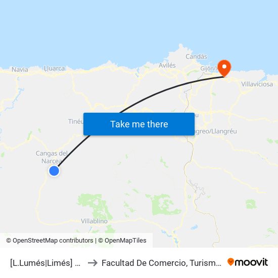 [L.Lumés|Limés]  L.Lumés [Cta 19699] to Facultad De Comercio, Turismo Y Ciencias Sociales Jovellanos map