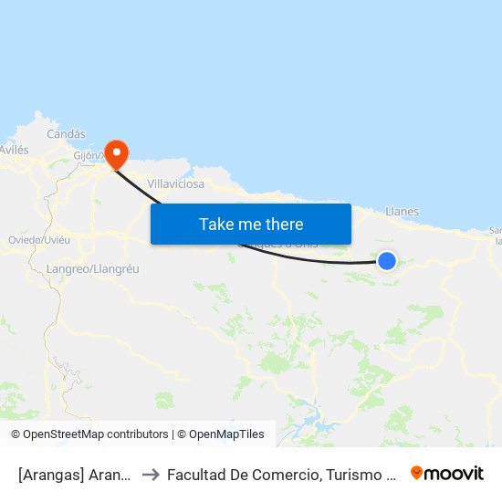 [Arangas]  Arangas [Cta 19119] to Facultad De Comercio, Turismo Y Ciencias Sociales Jovellanos map