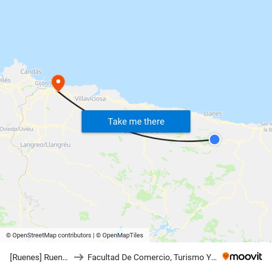[Ruenes]  Ruenes [Cta 19139] to Facultad De Comercio, Turismo Y Ciencias Sociales Jovellanos map