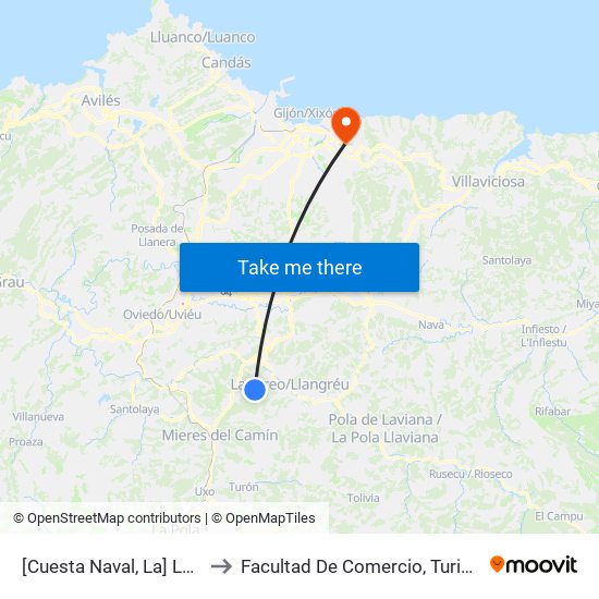 [Cuesta Naval, La]  La Cuesta Naval [Cta 01147] to Facultad De Comercio, Turismo Y Ciencias Sociales Jovellanos map