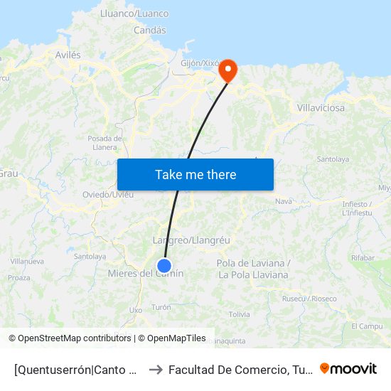 [Quentuserrón|Canto Serrón]  Quentuserrón [Cta 01172] to Facultad De Comercio, Turismo Y Ciencias Sociales Jovellanos map