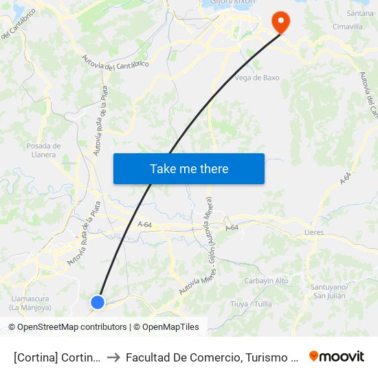 [Cortina]  Cortina 2 [Cta 01243] to Facultad De Comercio, Turismo Y Ciencias Sociales Jovellanos map