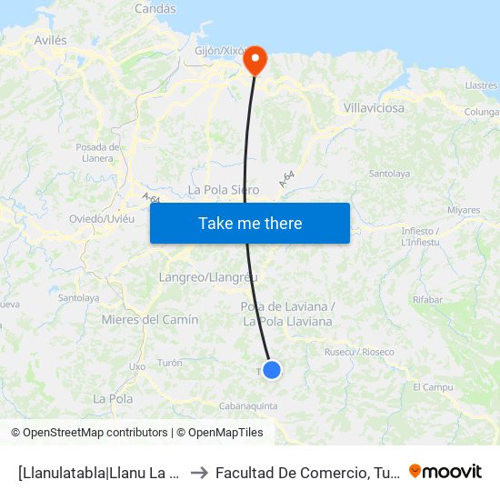 [Llanulatabla|Llanu La Tabla]  Cruce Fresneo [Cta 01326] to Facultad De Comercio, Turismo Y Ciencias Sociales Jovellanos map